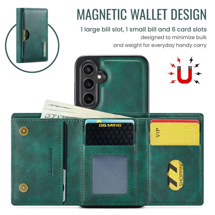 For Samsung Galaxy S23 FE 5G DG.MING M6 Series RFID Tri-fold Card Bag Removable Leather Phone Case