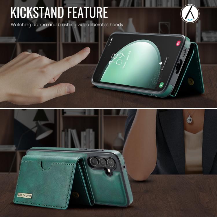 For Samsung Galaxy S23 FE 5G DG.MING M6 Series RFID Tri-fold Card Bag Removable Leather Phone Case