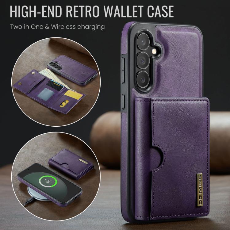 For Samsung Galaxy S23 FE 5G DG.MING M6 Series RFID Tri-fold Card Bag Removable Leather Phone Case
