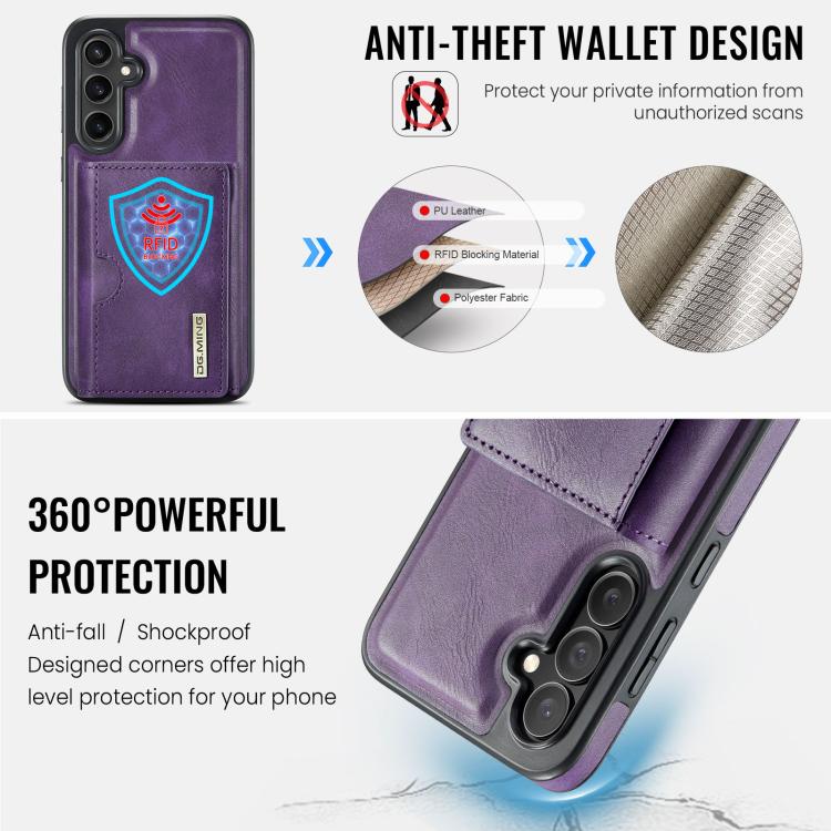 For Samsung Galaxy S23 FE 5G DG.MING M6 Series RFID Tri-fold Card Bag Removable Leather Phone Case