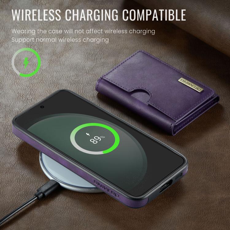 For Samsung Galaxy S23 FE 5G DG.MING M6 Series RFID Tri-fold Card Bag Removable Leather Phone Case