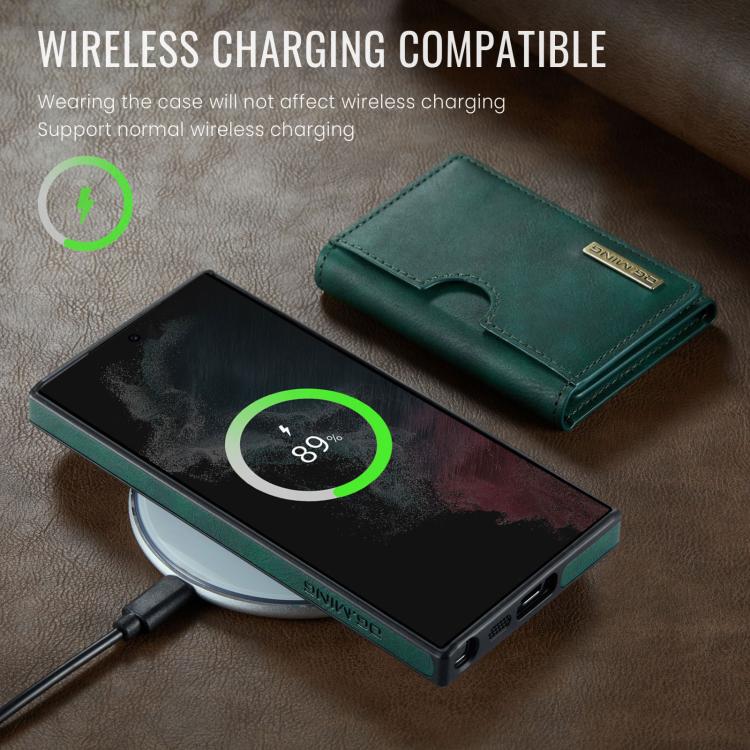 For Samsung Galaxy S22 Ultra 5G DG.MING M6 Series RFID Tri-fold Card Bag Removable Leather Phone Case