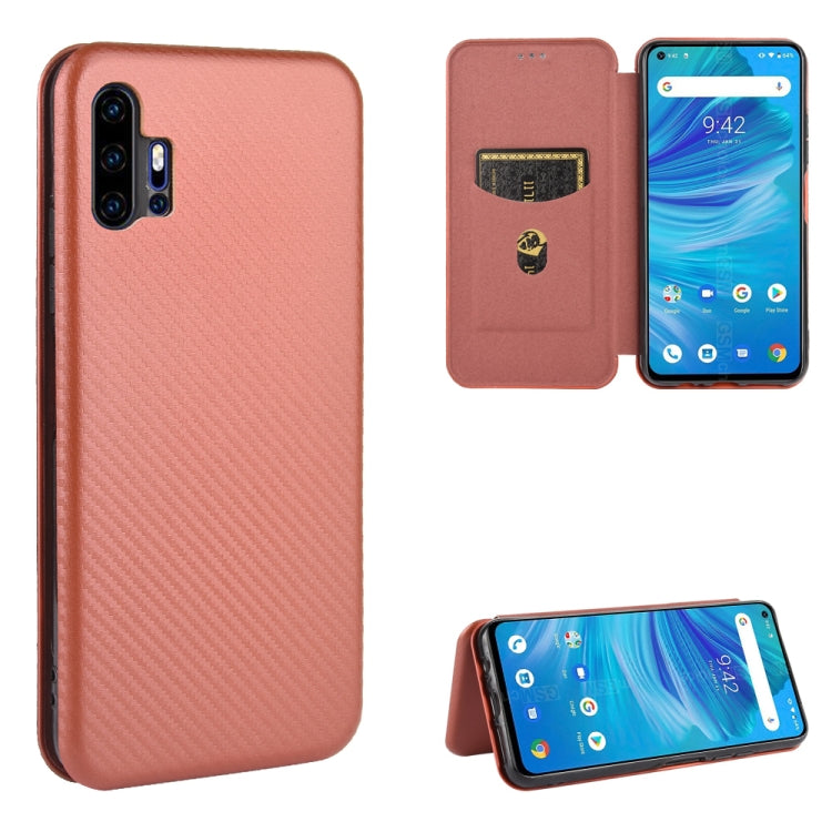 For UMIDIGI F2 Carbon Fiber Texture Horizontal Flip TPU + PC + PU Leather Case with Card Slot