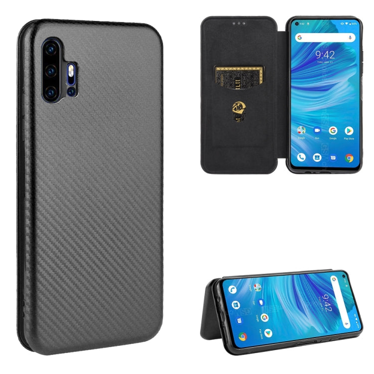 For UMIDIGI F2 Carbon Fiber Texture Horizontal Flip TPU + PC + PU Leather Case with Card Slot