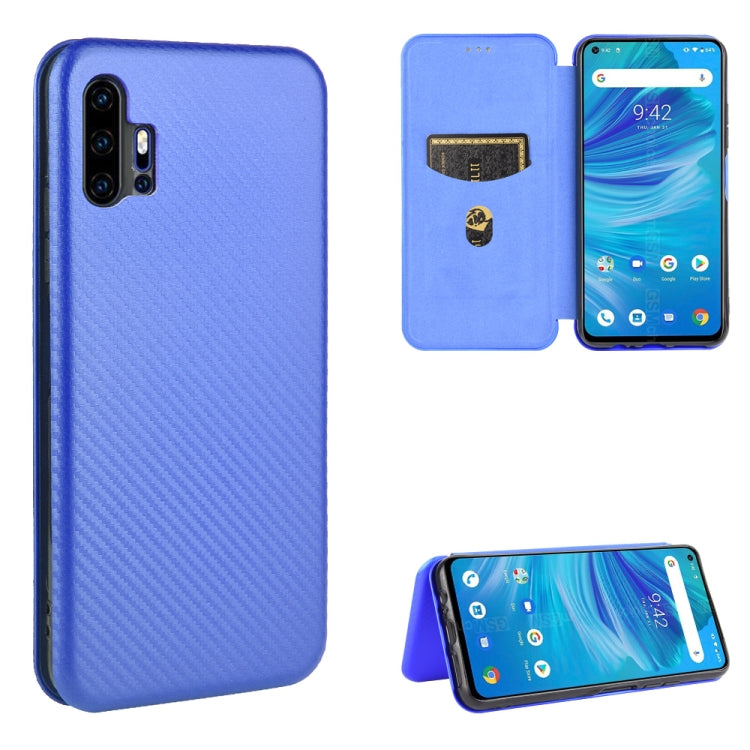 For UMIDIGI F2 Carbon Fiber Texture Horizontal Flip TPU + PC + PU Leather Case with Card Slot