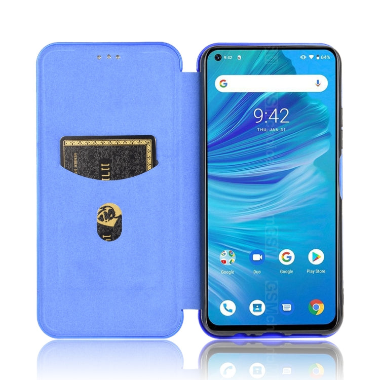 For UMIDIGI F2 Carbon Fiber Texture Horizontal Flip TPU + PC + PU Leather Case with Card Slot