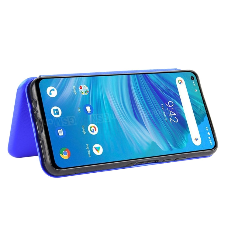 For UMIDIGI F2 Carbon Fiber Texture Horizontal Flip TPU + PC + PU Leather Case with Card Slot