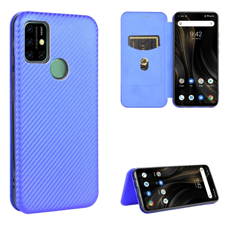 For UMIDIGI Power 3 Carbon Fiber Texture Horizontal Flip TPU + PC + PU Leather Case with Card Slot
