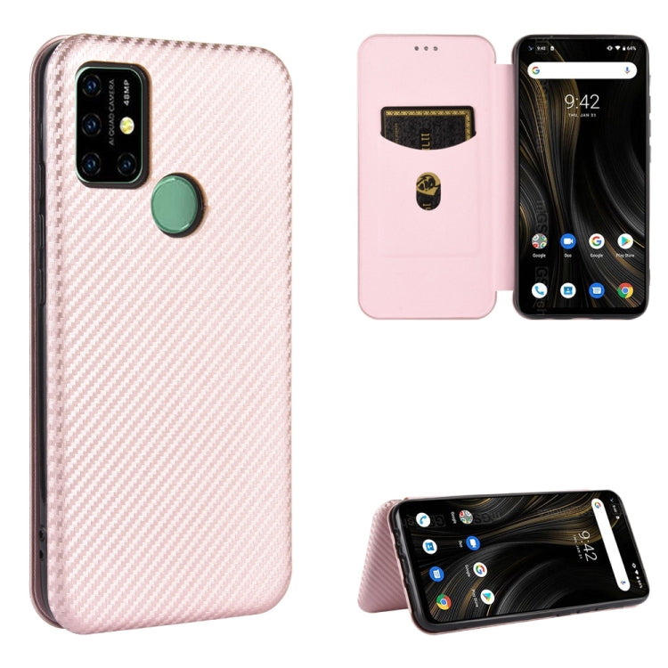 For UMIDIGI Power 3 Carbon Fiber Texture Horizontal Flip TPU + PC + PU Leather Case with Card Slot