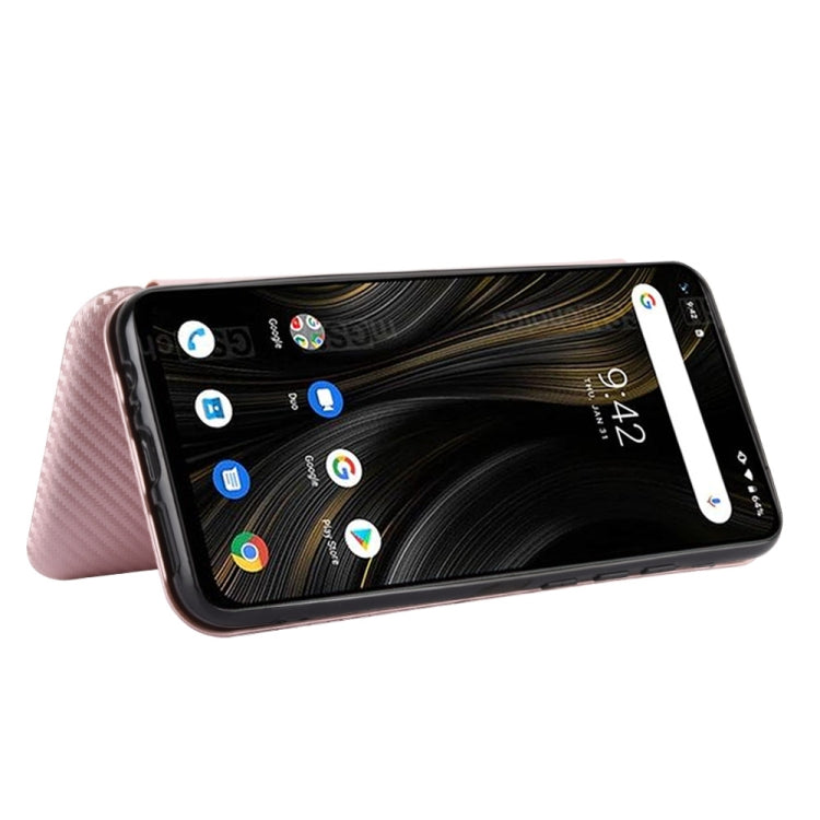 For UMIDIGI Power 3 Carbon Fiber Texture Horizontal Flip TPU + PC + PU Leather Case with Card Slot