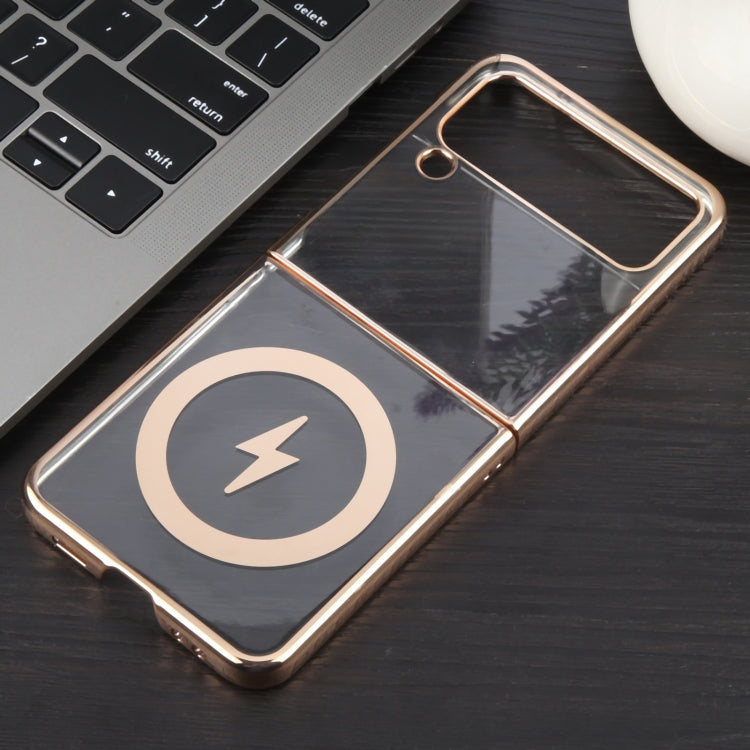 For Samsung Galaxy Z Flip4 6D Glossy Electroplated PC MagSafe Phone Case