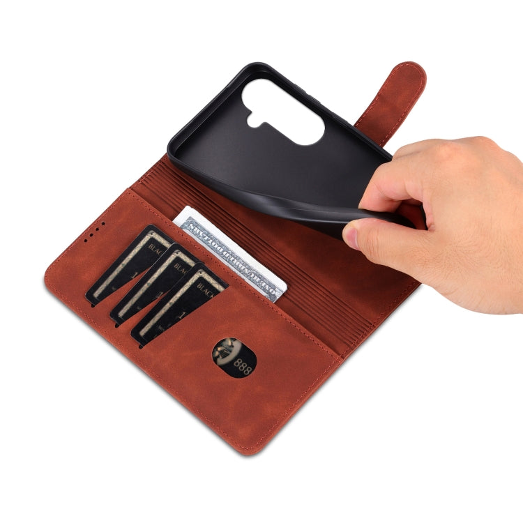 For Samsung Galaxy S25+ 5G AZNS Skin Feel Calf Texture Flip Leather Phone Case