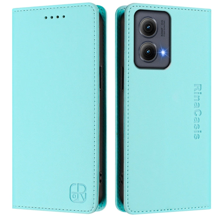 For Motorola Edge 5G 2024 RC01 Dual-Folded Magnetic Suction RFID Leather Phone Case