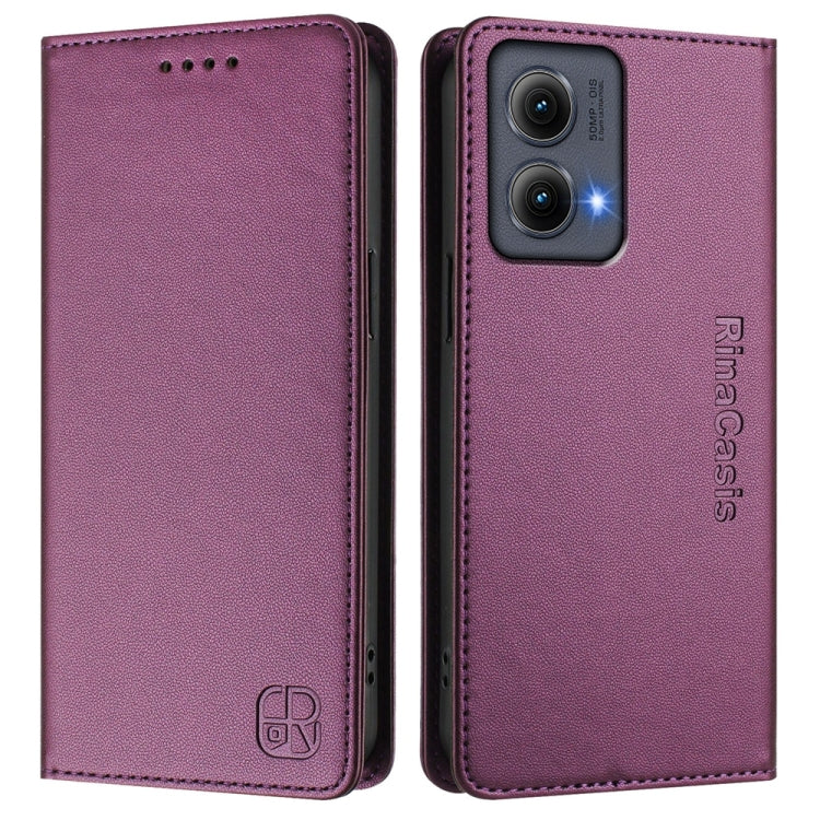 For Motorola Edge 5G 2024 RC01 Dual-Folded Magnetic Suction RFID Leather Phone Case