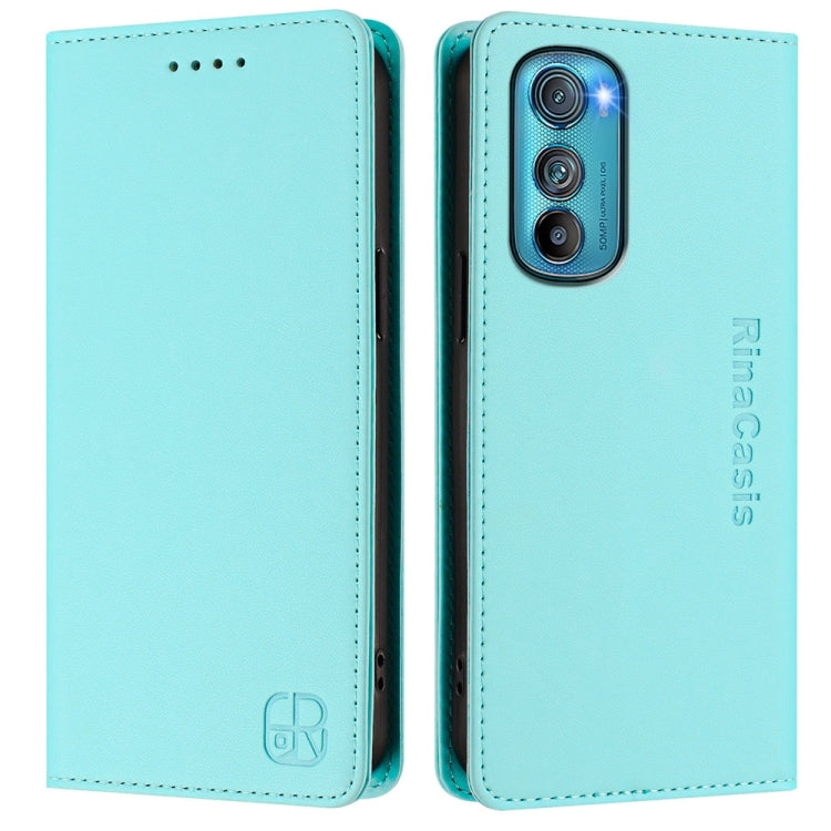 For Motorola Edge 30 RC01 Dual-Folded Magnetic Suction RFID Leather Phone Case