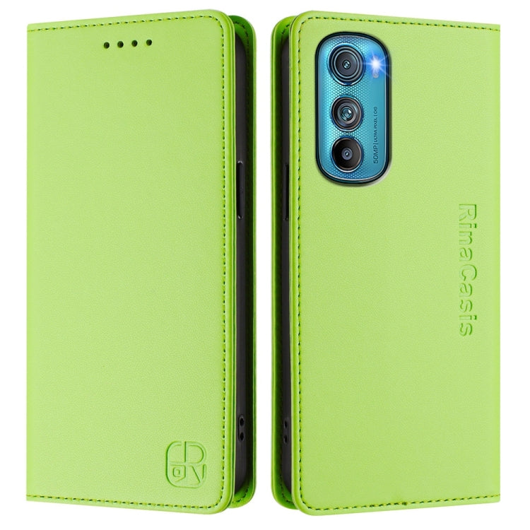 For Motorola Edge 30 RC01 Dual-Folded Magnetic Suction RFID Leather Phone Case