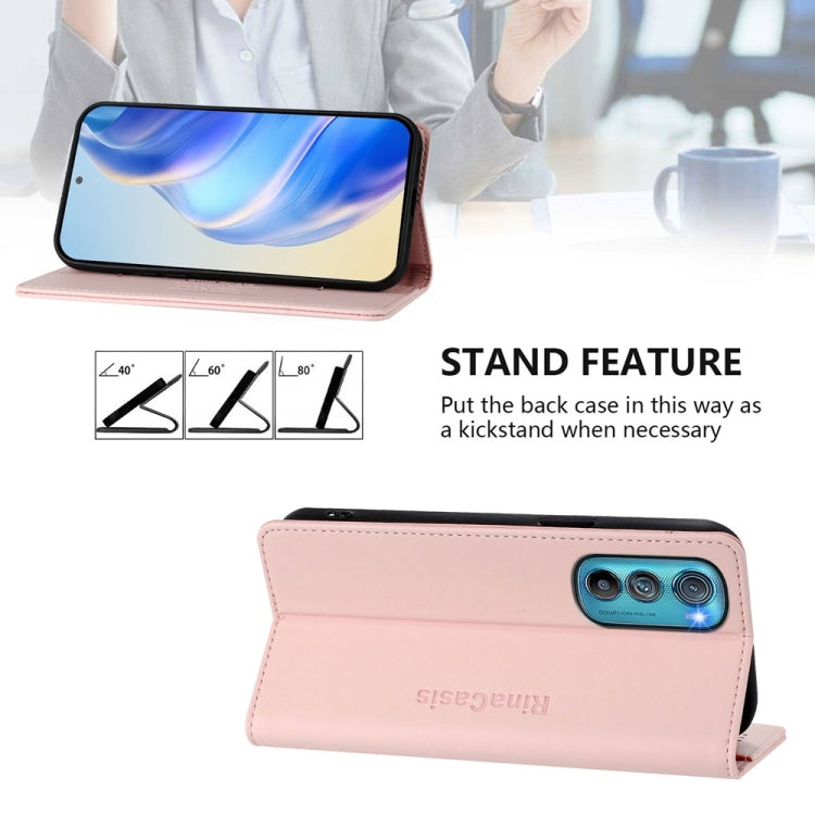 For Motorola Edge 30 RC01 Dual-Folded Magnetic Suction RFID Leather Phone Case