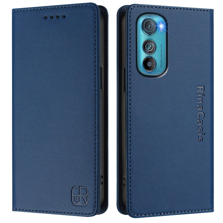 For Motorola Edge 30 RC01 Dual-Folded Magnetic Suction RFID Leather Phone Case