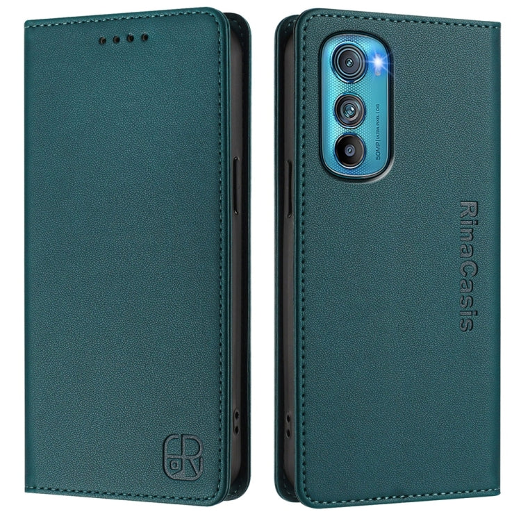 For Motorola Edge 30 RC01 Dual-Folded Magnetic Suction RFID Leather Phone Case