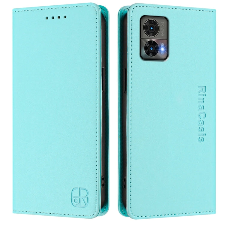 For Motorola Edge 30 Neo RC01 Dual-Folded Magnetic Suction RFID Leather Phone Case