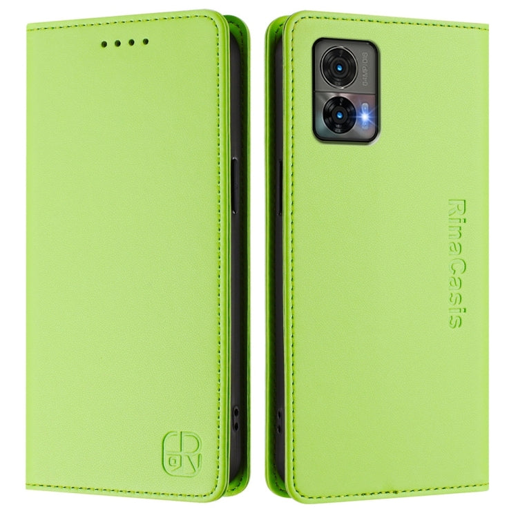 For Motorola Edge 30 Neo RC01 Dual-Folded Magnetic Suction RFID Leather Phone Case