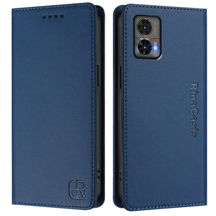 For Motorola Edge 30 Neo RC01 Dual-Folded Magnetic Suction RFID Leather Phone Case