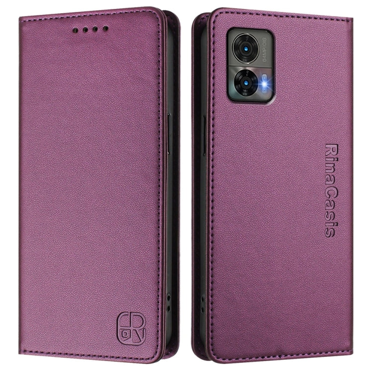 For Motorola Edge 30 Neo RC01 Dual-Folded Magnetic Suction RFID Leather Phone Case