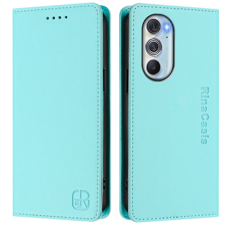 For Motorola Edge 30 Pro / Edge X30 RC01 Dual-Folded Magnetic Suction RFID Leather Phone Case