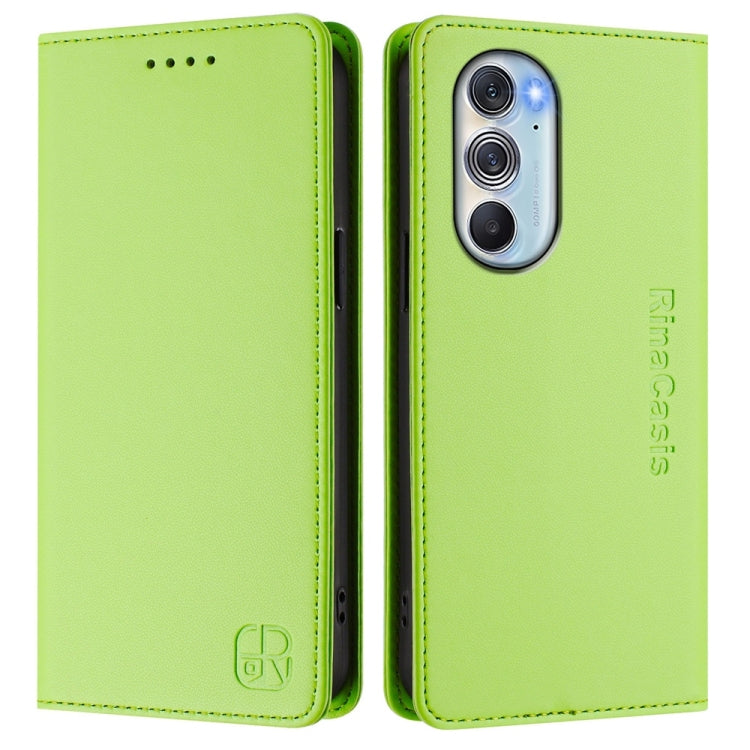 For Motorola Edge 30 Pro / Edge X30 RC01 Dual-Folded Magnetic Suction RFID Leather Phone Case
