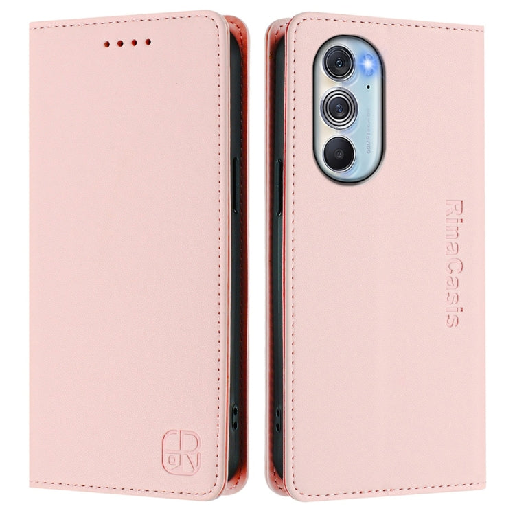 For Motorola Edge 30 Pro / Edge X30 RC01 Dual-Folded Magnetic Suction RFID Leather Phone Case