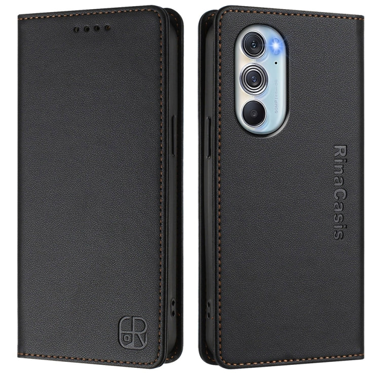 For Motorola Edge 30 Pro / Edge X30 RC01 Dual-Folded Magnetic Suction RFID Leather Phone Case