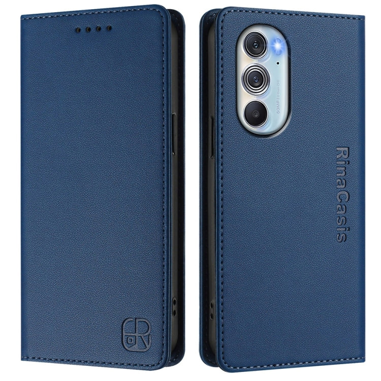 For Motorola Edge 30 Pro / Edge X30 RC01 Dual-Folded Magnetic Suction RFID Leather Phone Case