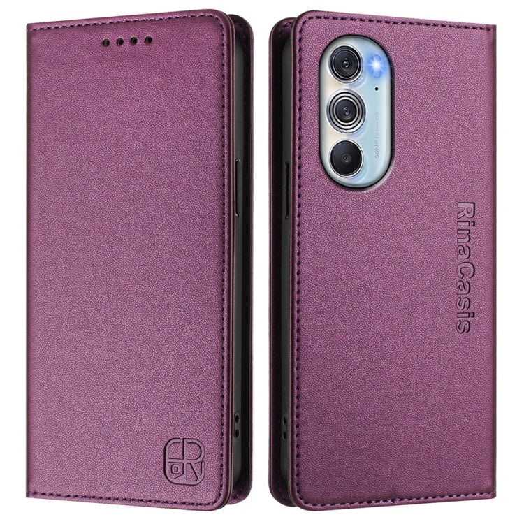 For Motorola Edge 30 Pro / Edge X30 RC01 Dual-Folded Magnetic Suction RFID Leather Phone Case
