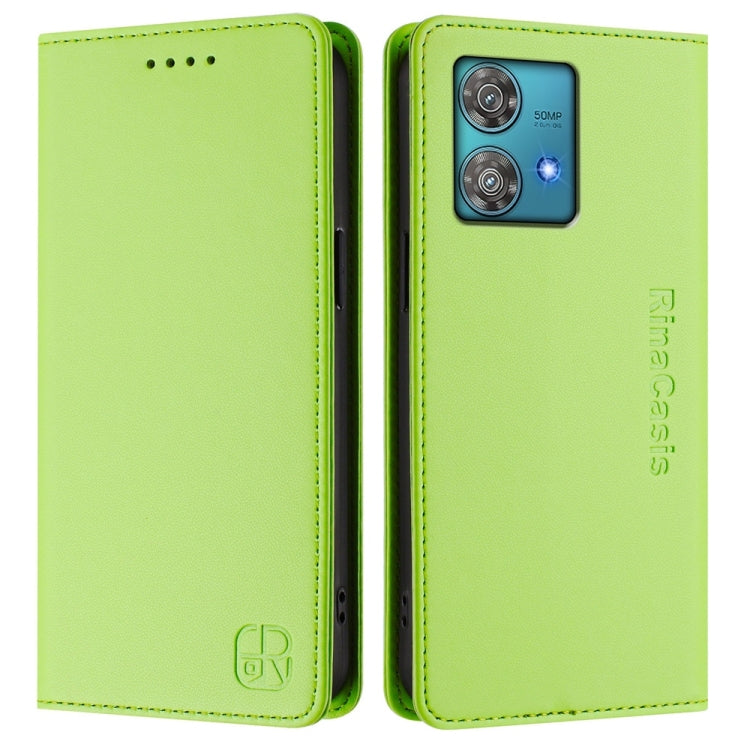 For Motorola Edge 40 Neo RC01 Dual-Folded Magnetic Suction RFID Leather Phone Case