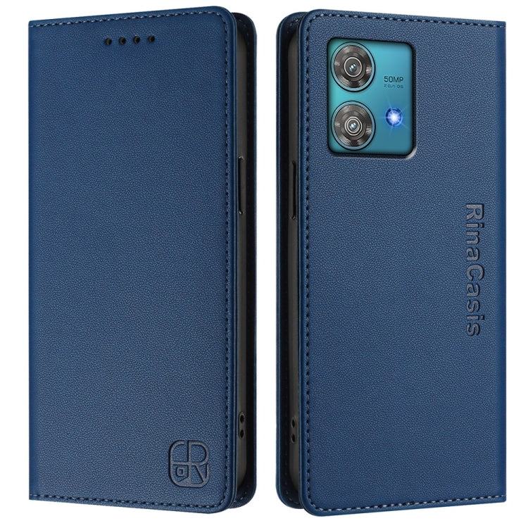 For Motorola Edge 40 Neo RC01 Dual-Folded Magnetic Suction RFID Leather Phone Case