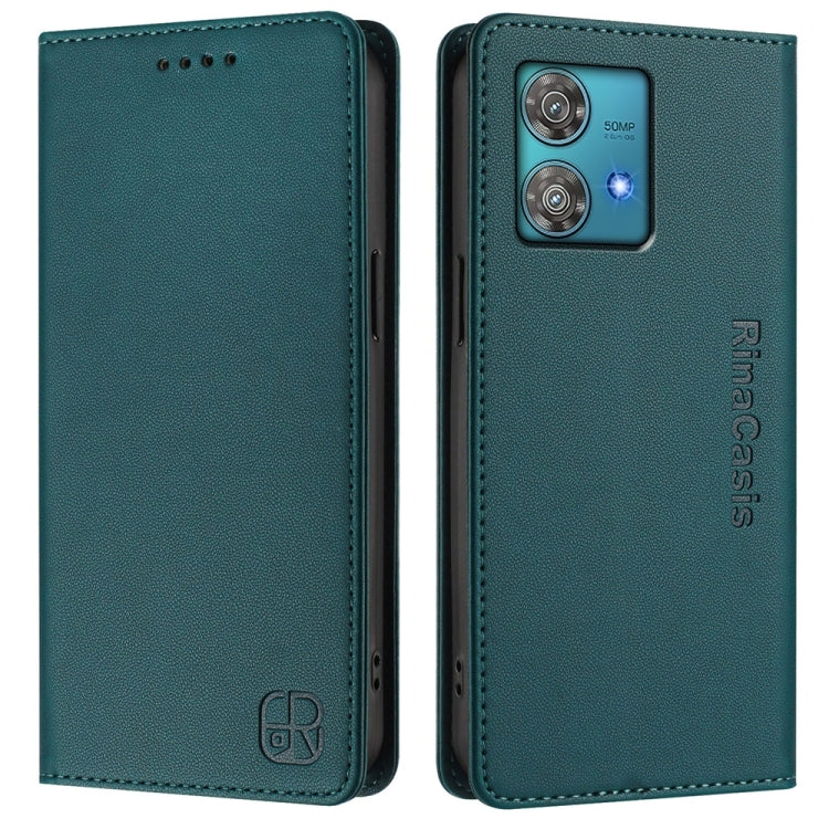 For Motorola Edge 40 Neo RC01 Dual-Folded Magnetic Suction RFID Leather Phone Case