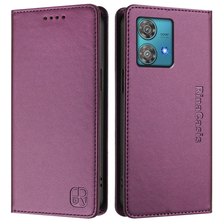 For Motorola Edge 40 Neo RC01 Dual-Folded Magnetic Suction RFID Leather Phone Case