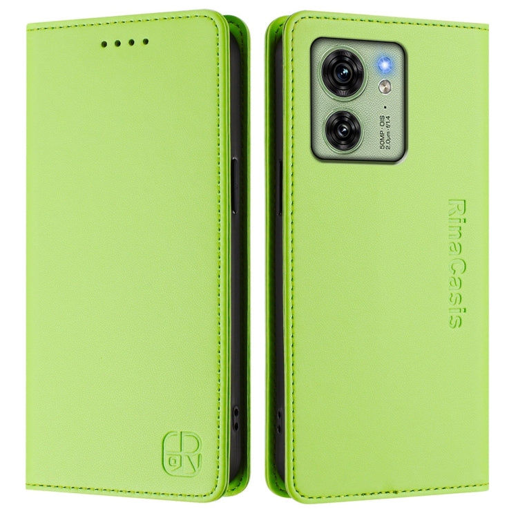 For Motorola Edge 40 / Edge 2023 US RC01 Dual-Folded Magnetic Suction RFID Leather Phone Case