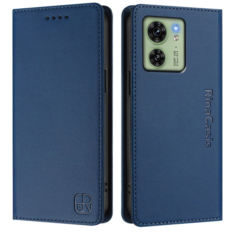 For Motorola Edge 40 / Edge 2023 US RC01 Dual-Folded Magnetic Suction RFID Leather Phone Case