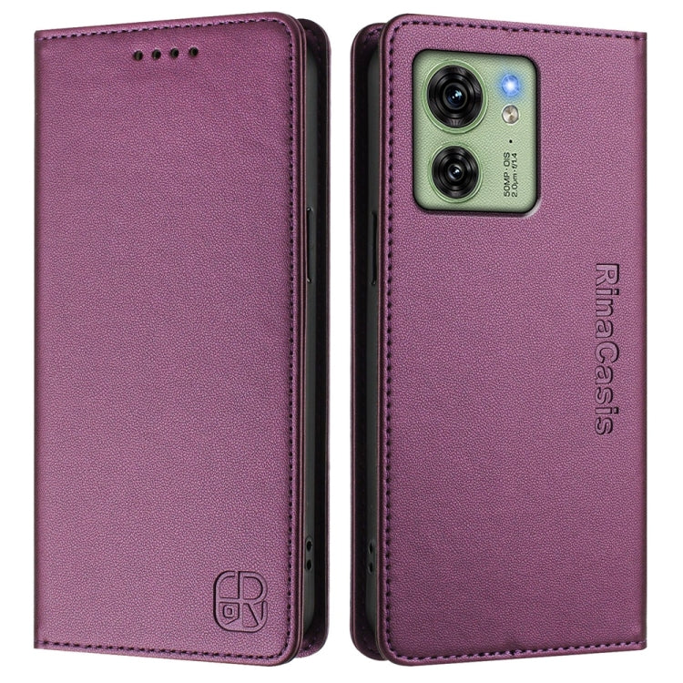 For Motorola Edge 40 / Edge 2023 US RC01 Dual-Folded Magnetic Suction RFID Leather Phone Case
