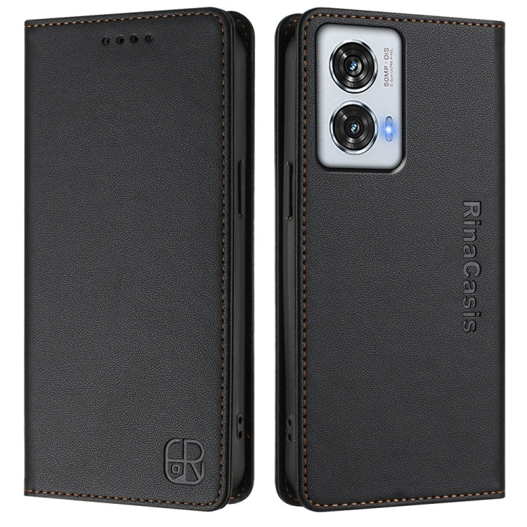 For Motorola Edge 50 Fusion RC01 Dual-Folded Magnetic Suction RFID Leather Phone Case