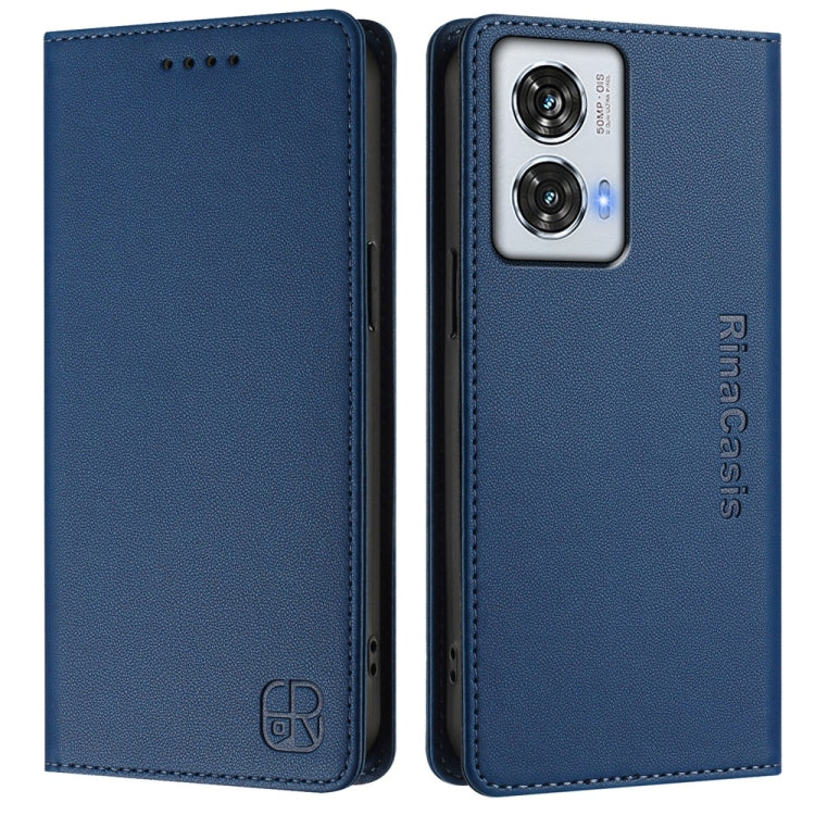 For Motorola Edge 50 Fusion RC01 Dual-Folded Magnetic Suction RFID Leather Phone Case