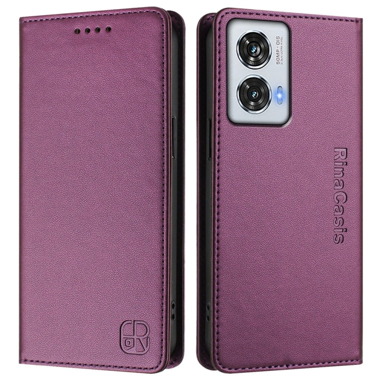 For Motorola Edge 50 Fusion RC01 Dual-Folded Magnetic Suction RFID Leather Phone Case