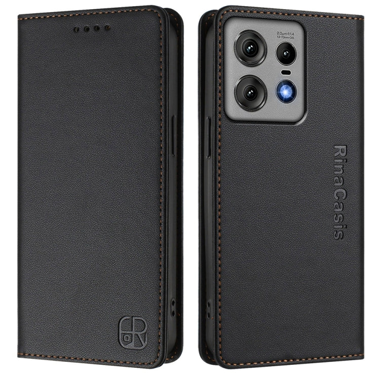 For Motorola Edge 50 Pro RC01 Dual-Folded Magnetic Suction RFID Leather Phone Case
