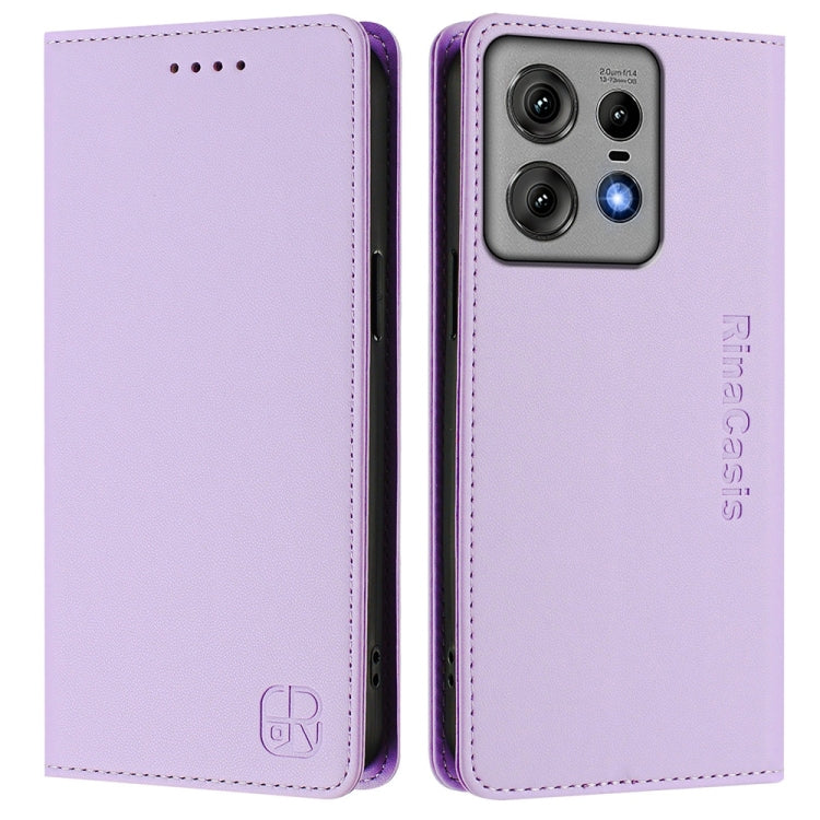 For Motorola Edge 50 Pro RC01 Dual-Folded Magnetic Suction RFID Leather Phone Case