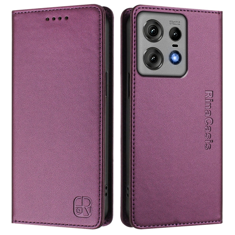 For Motorola Edge 50 Pro RC01 Dual-Folded Magnetic Suction RFID Leather Phone Case