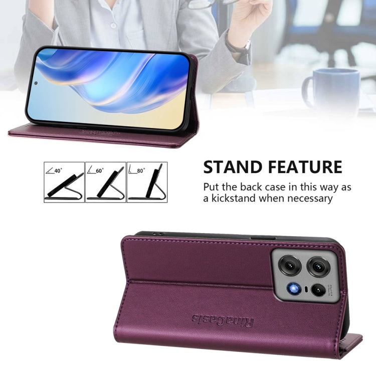 For Motorola Edge 50 Pro RC01 Dual-Folded Magnetic Suction RFID Leather Phone Case
