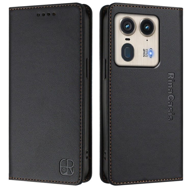 For Motorola Edge 50 Ultra / X50 Ultra RC01 Dual-Folded Magnetic Suction RFID Leather Phone Case