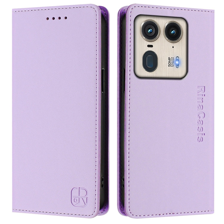 For Motorola Edge 50 Ultra / X50 Ultra RC01 Dual-Folded Magnetic Suction RFID Leather Phone Case