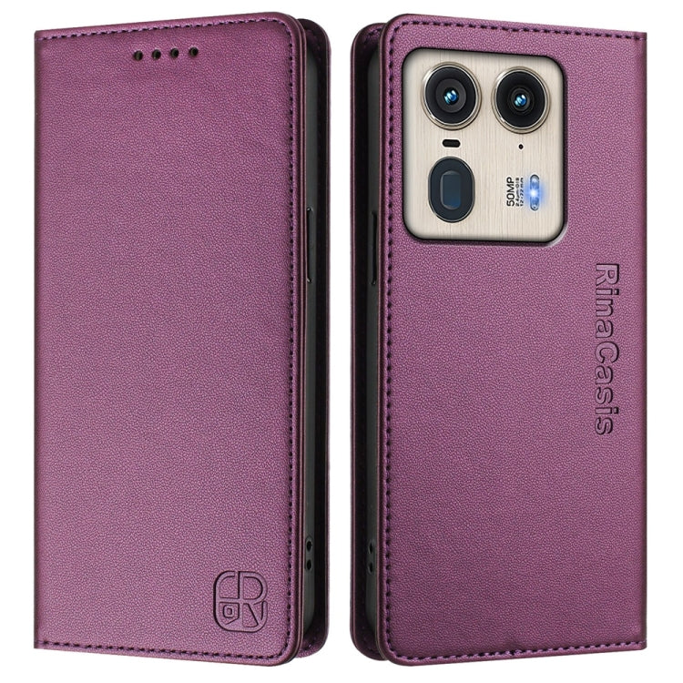 For Motorola Edge 50 Ultra / X50 Ultra RC01 Dual-Folded Magnetic Suction RFID Leather Phone Case
